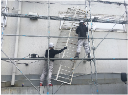 格子撤去施工中